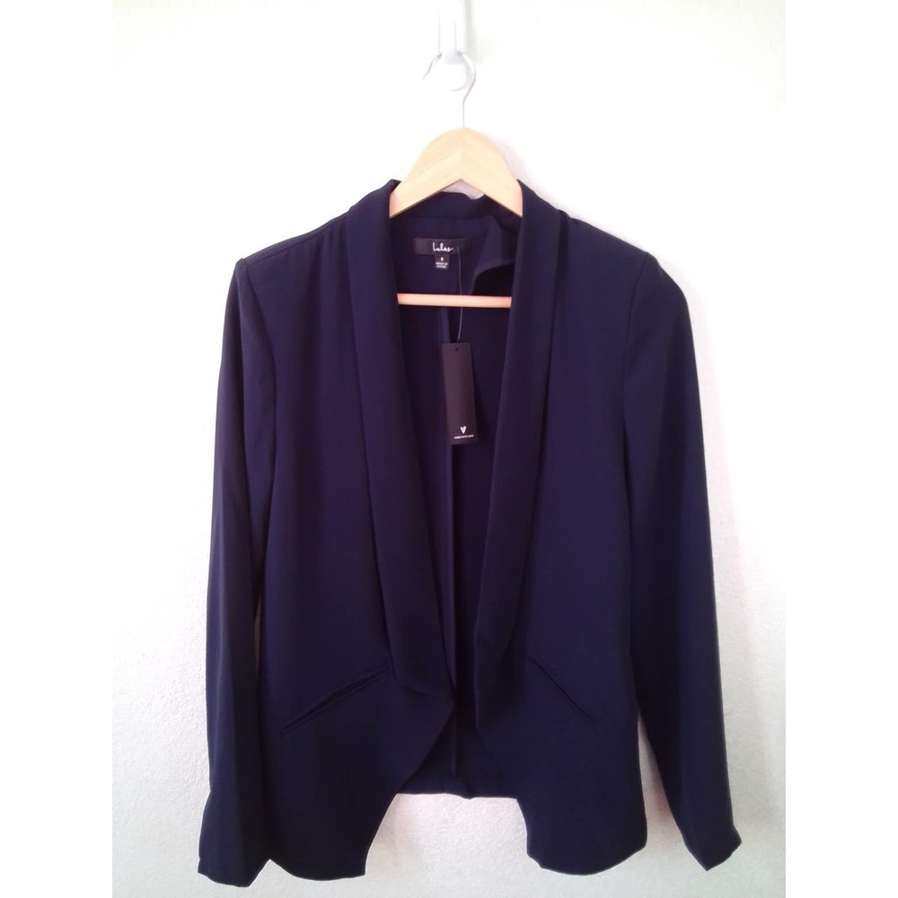 Lulus Formal Career Business 3/4 Sleaves Navy Blue Size S Blazer Jacket